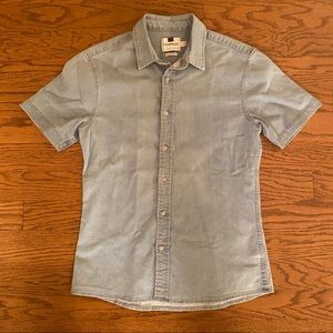 Topman | Short Sleeve Button-Up | Blue Denim | Men’s L
